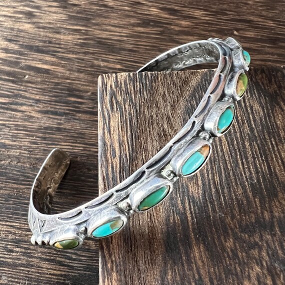 Ingot Silver and Turquoise Cuff Bracelet Antique … - image 9