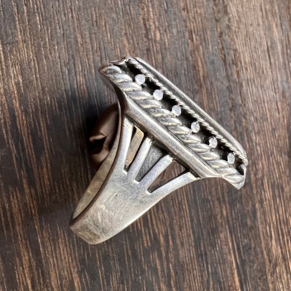Vintage Petrified Wood and Silver Ring - image 6