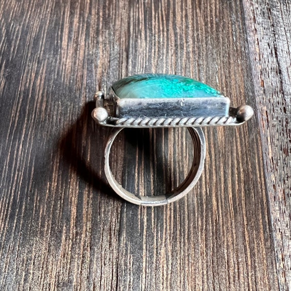 1950’s Chrysocolla Ring in Silver Size 6 - image 8