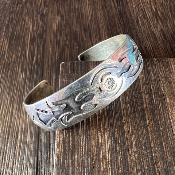 Vintage Silver Cuff Bracelet Native American - image 9