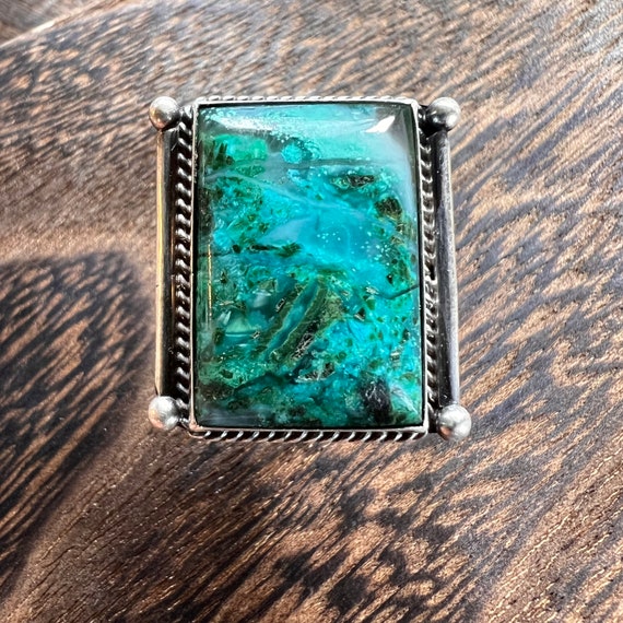 1950’s Chrysocolla Ring in Silver Size 6 - image 2