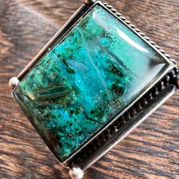 1950’s Chrysocolla Ring in Silver Size 6 - image 4