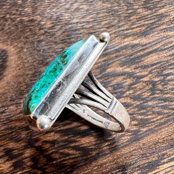 1950’s Chrysocolla Ring in Silver Size 6 - image 6