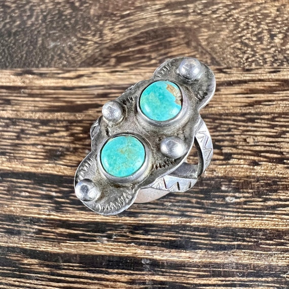 Vintage Ring Natural Turquoise in Silver - image 1