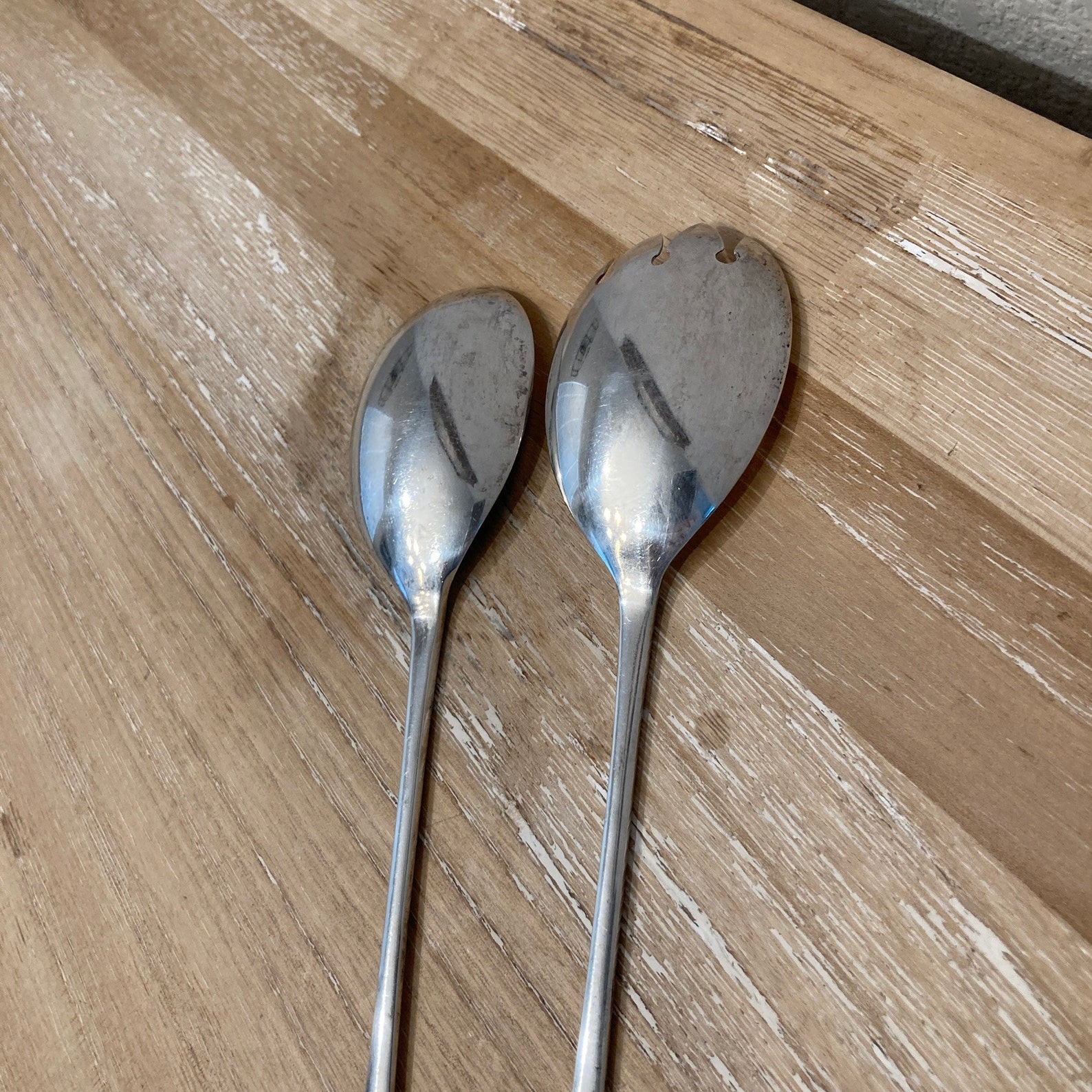 Salad Serving Fork and Spoon Silver Plated Salad Utensils Etsy