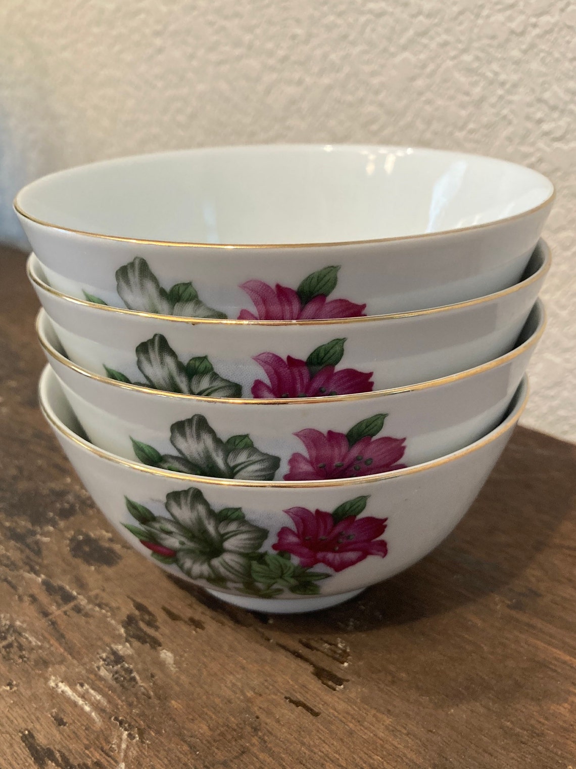 Vintage Porcelain Soup Bowl Set Floral Soup Bowl Set Etsy