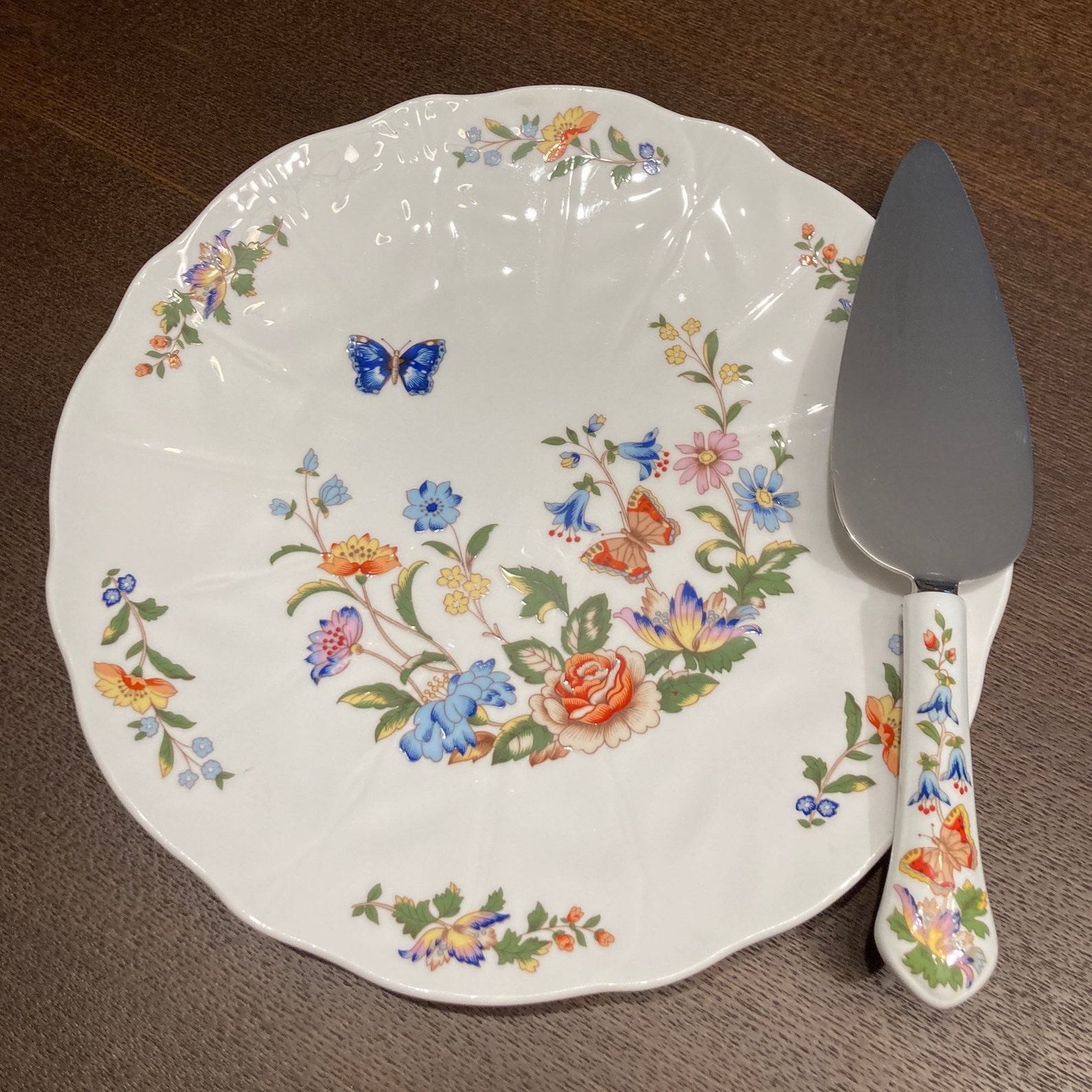 Vintage Aynsley Cake Plate and Knife Aynsley Fine China Etsy