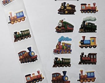 Cartoon Locomotive Stickers – 10 Designs – 1 Inch – Cute Train Stickers for Gifts and Decoration