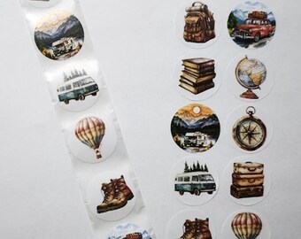 Vintage Travel Stickers – 10 Designs – 1 Inch – Retro Travel Stickers for Gifts and Decoration