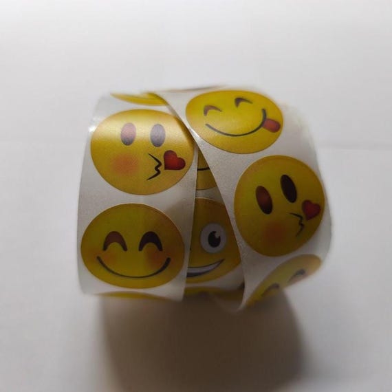 thumbnail image 2 of Smiling Face Emoji Stickers – Round Scrapbook & Envelope Seals (Made To Order) 2 of 6
