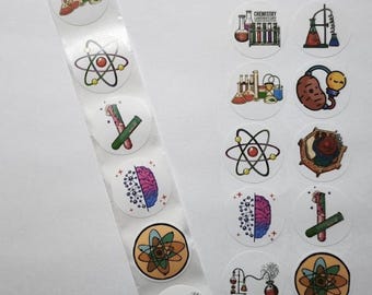 Science Laboratory Stickers – 10 Designs – 1 Inch – Science Stickers for School and Decoration