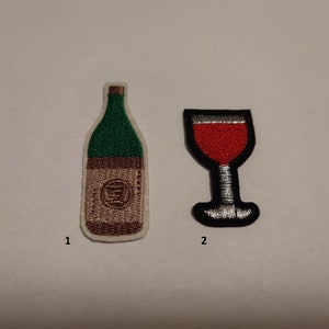 Iron-on wine bottle & glass patch – Embroidered patch for clothes, bags or aprons
