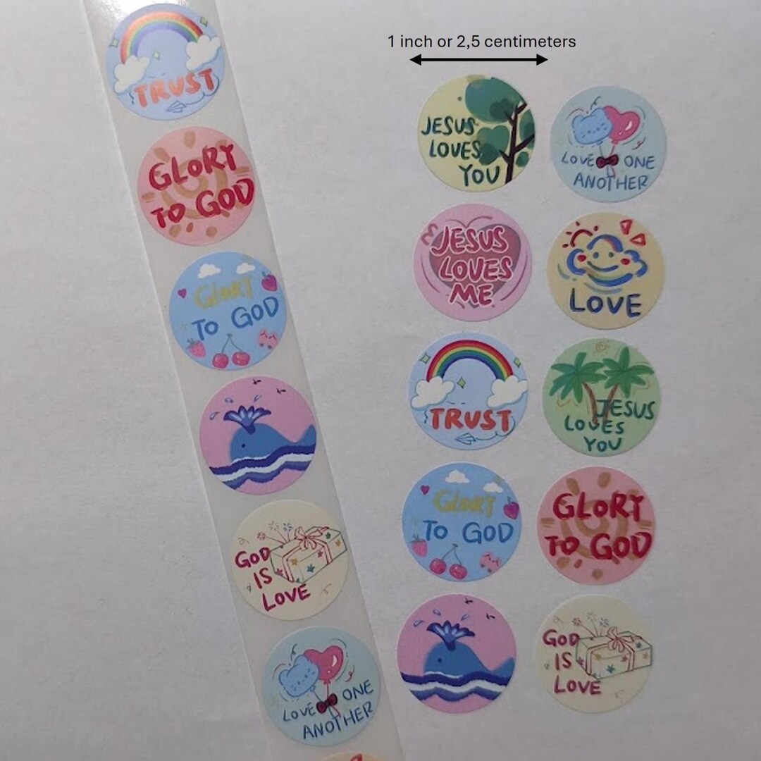 Bible Stickers – 10 Round 1 Inch Designs – Faith & Inspirational Seal ...