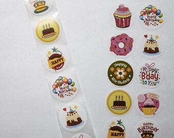 Happy Birthday Stickers – 10 Designs – 1 Inch – Birthday Stickers for Gifts, Mail and Packaging