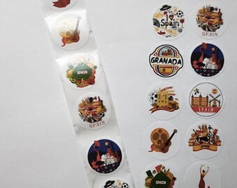 Spain Stickers – 10 Designs – 1 Inch – Spanish Theme Stickers for Gifts and Decoration