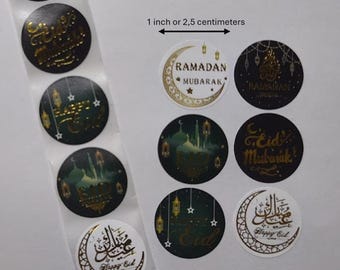 Arabiska Eid / Mellanöstern Ramadan-klistermärken – 6 designer – 2,5 cm – Festliga klistermärken för presenter, utskick och förpackningar