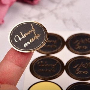 Custom Round Gold Foil Clear Transparent Made With Love Label Stickers With  Fancy Script Labeling for Small Business Candles Box Pack Cookie 