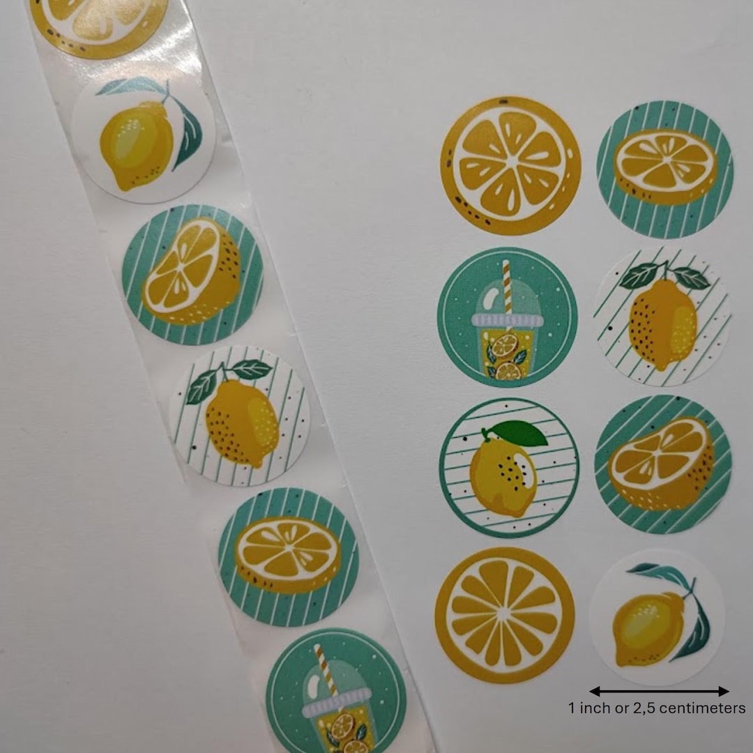 Large Lemon Sticker Lemon Stickers – Set of 8 Designs – 1 Inch Seal Stickers – for Gifts ...