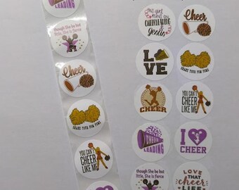 Cheerleader-klistermärken – 10 designer – 2,5 cm – Sportiga klistermärken för presenter, utskick och förpackningar