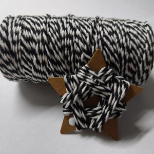 Ficelle, fil métallique ou ficelle de boulanger | coton, 10 mètres, noir avec blanc