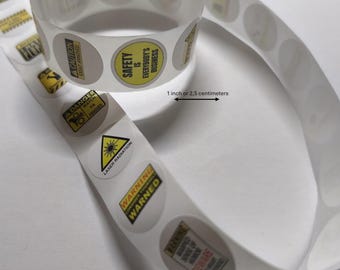 Warning Stickers – Set of 50 Designs – 1 Inch Seal Stickers – Danger, Prohibition & Safety Icons