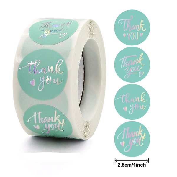 Thank you stickers 4 designs  | sealstickers, 1 inch, blue paper, silver letters