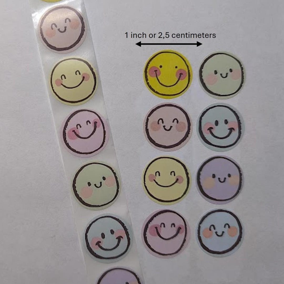 Cartoon Smileys Stickers – 8 Round 1 Inch Designs – Cheerful Seal ...
