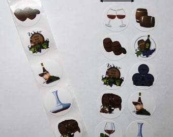 Grape Drink Wine Stickers – 10 Designs – 1 Inch – Vintage Wine Stickers for Gifts and Decoration