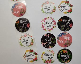 Adesivi di ringraziamento – Set di 8 motivi floreali – Adesivi sigillo da 1 pollice – Per regalo, posta o imballaggio