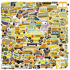 Schoolbus cartoon stickers | citytrip, reisstickers