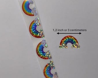 Glitter Rainbow Stickers – 3 × 1.8 cm – Cute Stickers for Gifts, Mail and Packaging