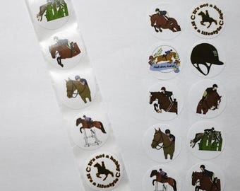 Horse Riding Sport Stickers – 10 Designs – 1 Inch – Equestrian Stickers for Gifts and Decoration
