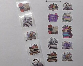 Reading & Flower Stickers – 10 Designs – 1 Inch Stickers for Journal, Gifts and Envelopes