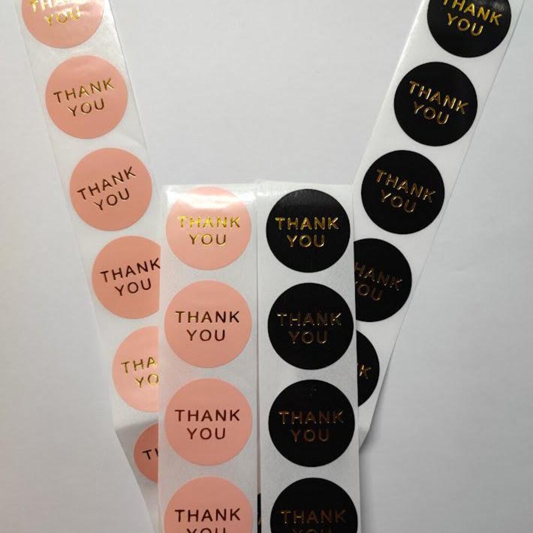 Thank You Stickers – Pink or Black Paper – 1 Inch Seal Stickers – for ...