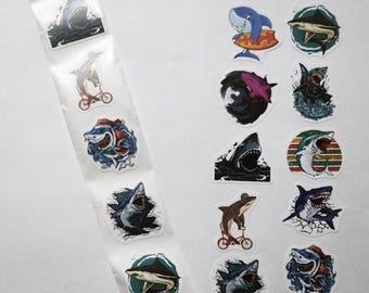 Shark Stickers – 10 Designs – 1 Inch – Cool Sea Animal Stickers for Gifts and Decoration