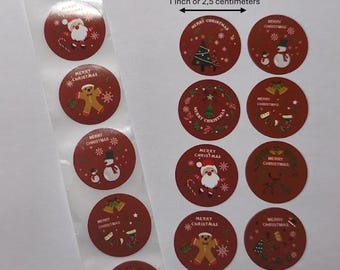 God Jul-klistermärken – 8 designer – 2,5 cm – Festliga klistermärken för presenter, utskick och förpackning