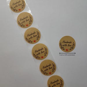 Adesivi fatti a mano con amore – Carta kraft con lettere nere – Adesivi sigillo da 1 pollice – Per regali, posta o imballaggio