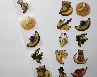 Banana Cartoon Stickers – 10 Designs – 1 Inch – Cute Fruit Stickers for Gifts and Decoration
