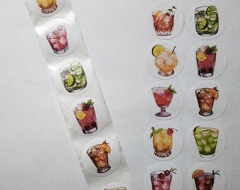 Drink Stickers – 10 Designs – 1 Inch – Cheerful Beverage Stickers for Gifts and Decoration