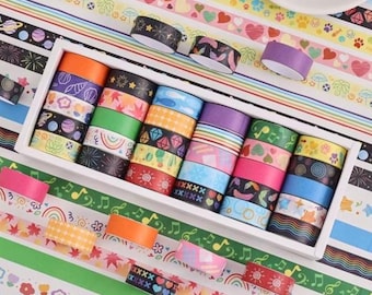 Colorful Washi Tape Set – 10 Rolls – Bright Designs – 15mm x 2m