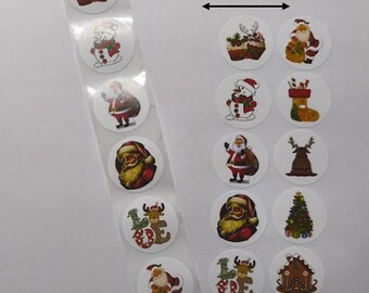 Julklistermärken – 10 designer – 2,5 cm – Festliga klistermärken för presenter, utskick och förpackningar