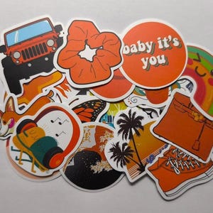 Oranje cartoon stickers | Waterproof decoratie voor laptop, koffer & waterfles