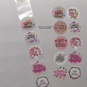 Happy Birthday Stickers – Set of 10 Designs – 1 Inch Seal Stickers – For Gifts, Mail, or Packaging