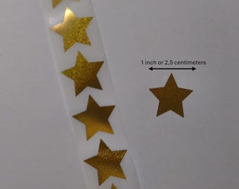 Gold Star Stickers – 1 Design – 1 Inch – Luxury Stickers for Gifts, Mail and Packaging