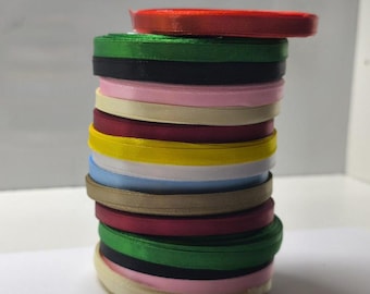 Satin Ribbon – 6 mm – Various Colors – 25 Yards (22 m) per Roll – For Crafts and Decoration