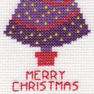 クリスマスカードクロスステッチキット（A6サイズ）バイオレットクリスマスツリー付き