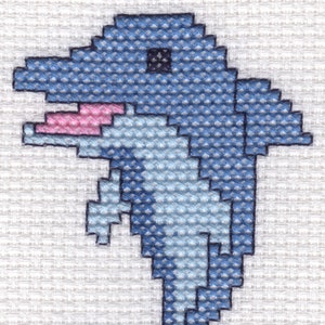 Blauer Delphin einfache Kreuzstich Karte Kit