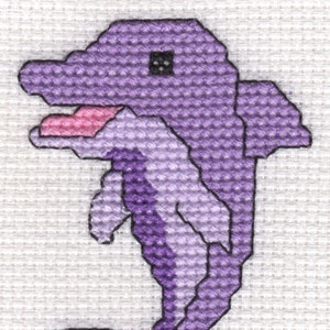 Kleine Delphin Kreuz Stich Karte Kit in Lavendel