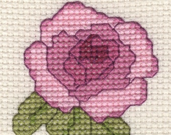 Mauve Rose Cross Stitch Card Kit