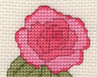 Pink Rose Cross Stitch Card Kit